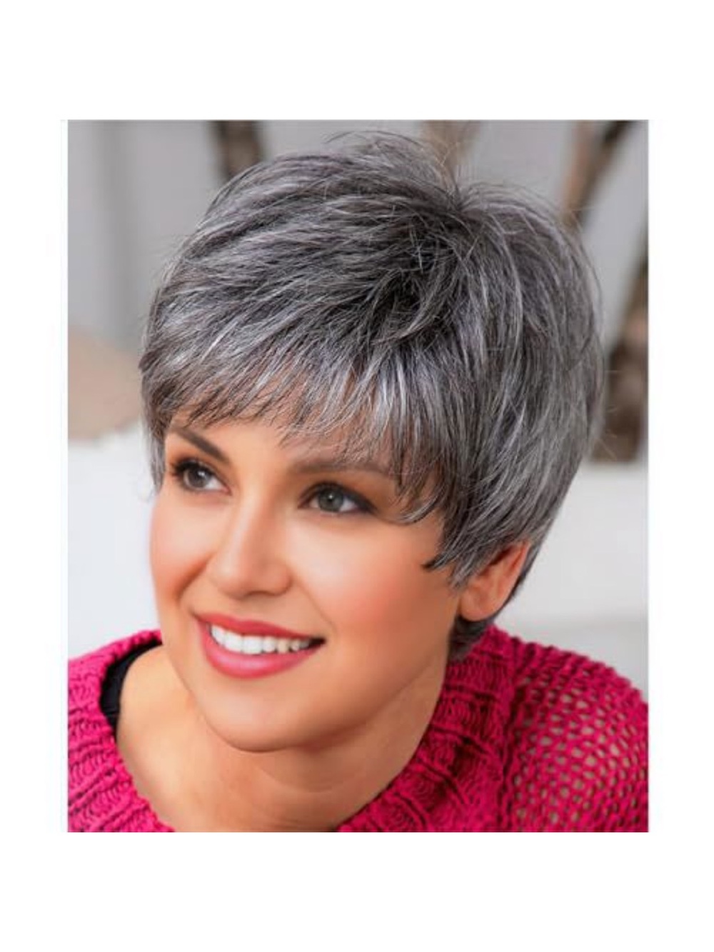 Short Gray Women’s Wig - Natural Silver Pixie
